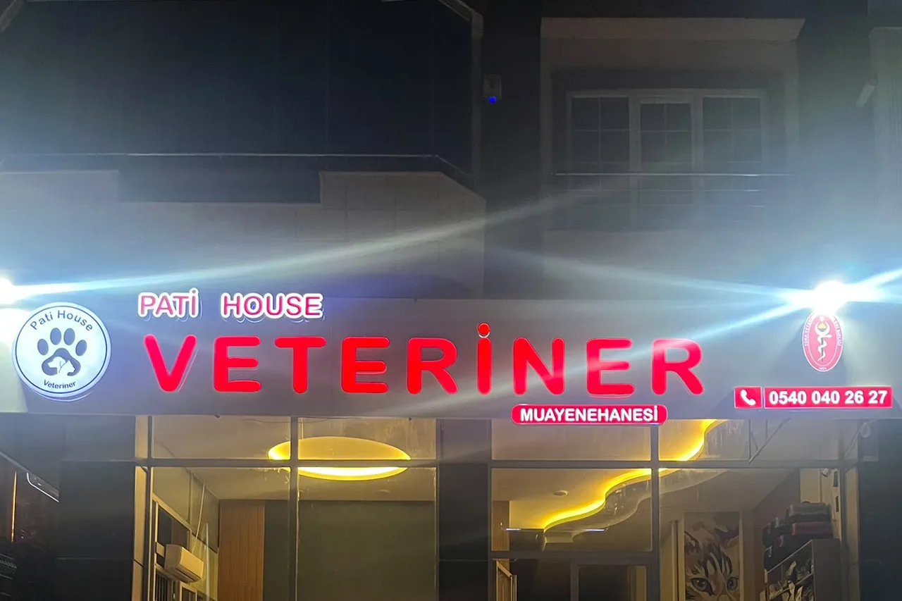 Pati House gece ışıklı tabelası
